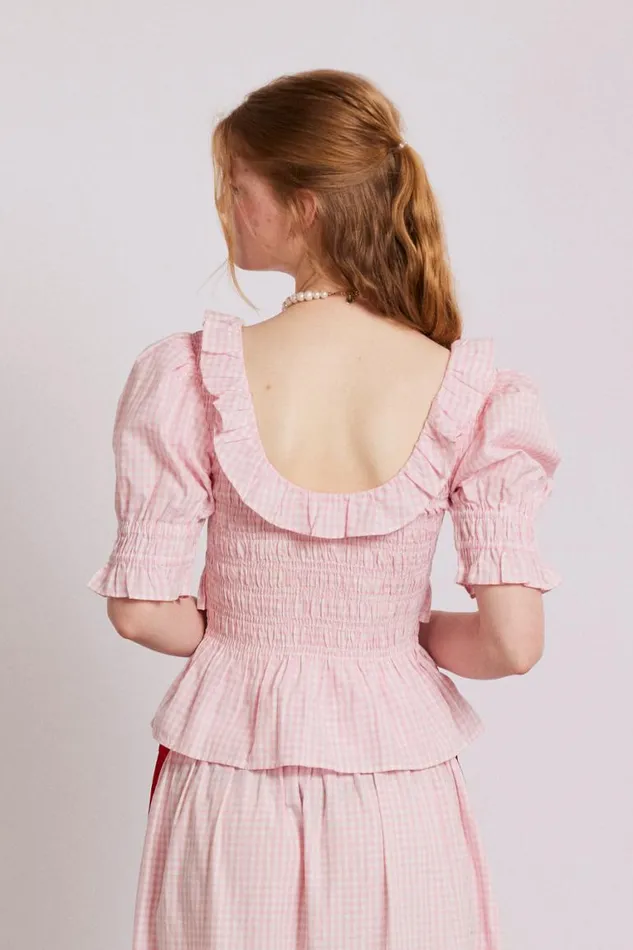 Women Damson Madder Coords Meghan Blouse 8211 Pink Gingham