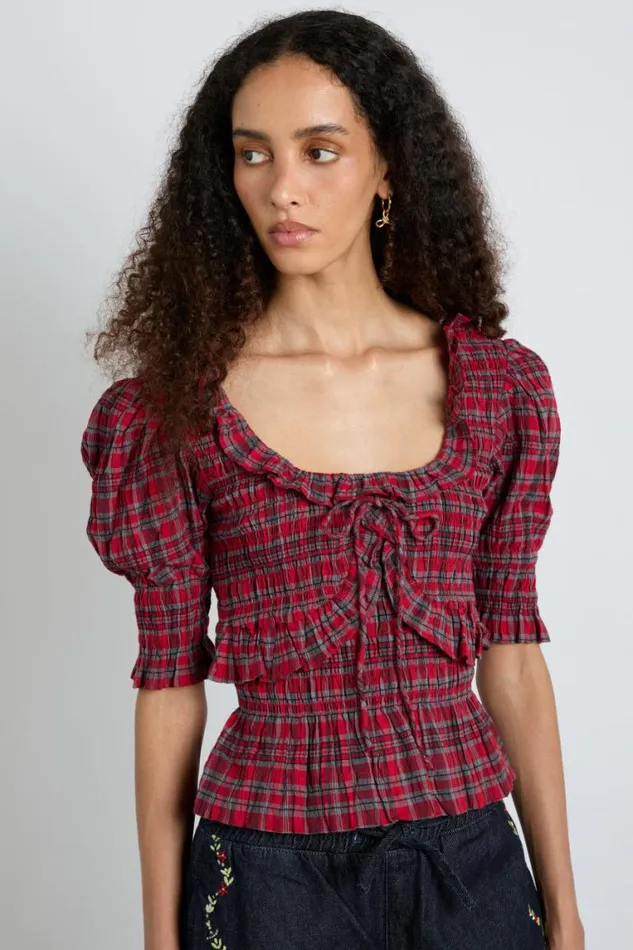 Women Damson Madder Coords Meghan Blouse 8211 Red Check