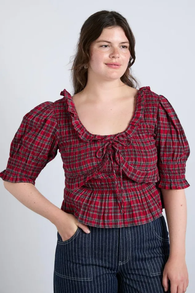 Women Damson Madder Coords Meghan Blouse 8211 Red Check