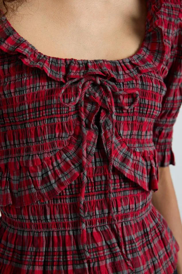 Women Damson Madder Coords Meghan Blouse 8211 Red Check