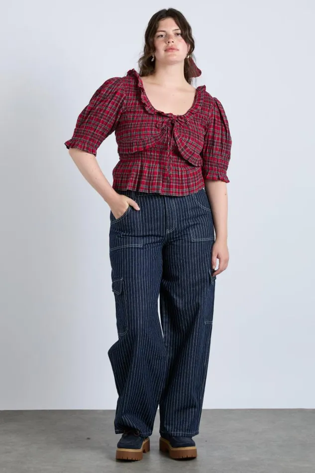 Women Damson Madder Coords Meghan Blouse 8211 Red Check