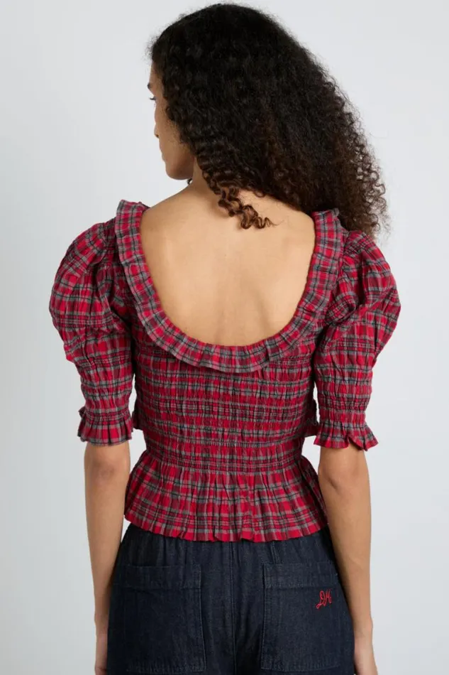 Women Damson Madder Coords Meghan Blouse 8211 Red Check