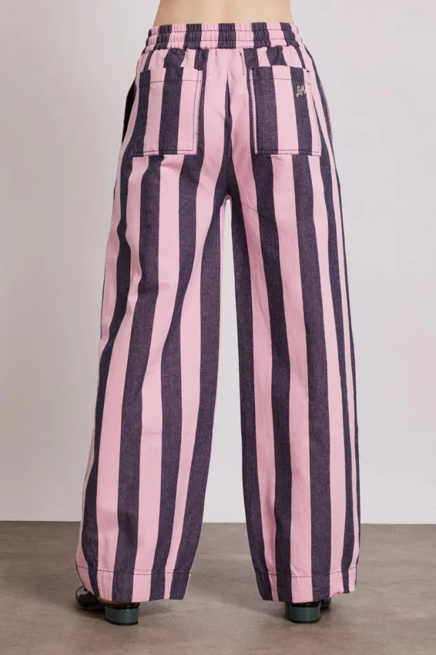Women Damson Madder Coords Rafe Pants 8211 Pink Navy Stripe