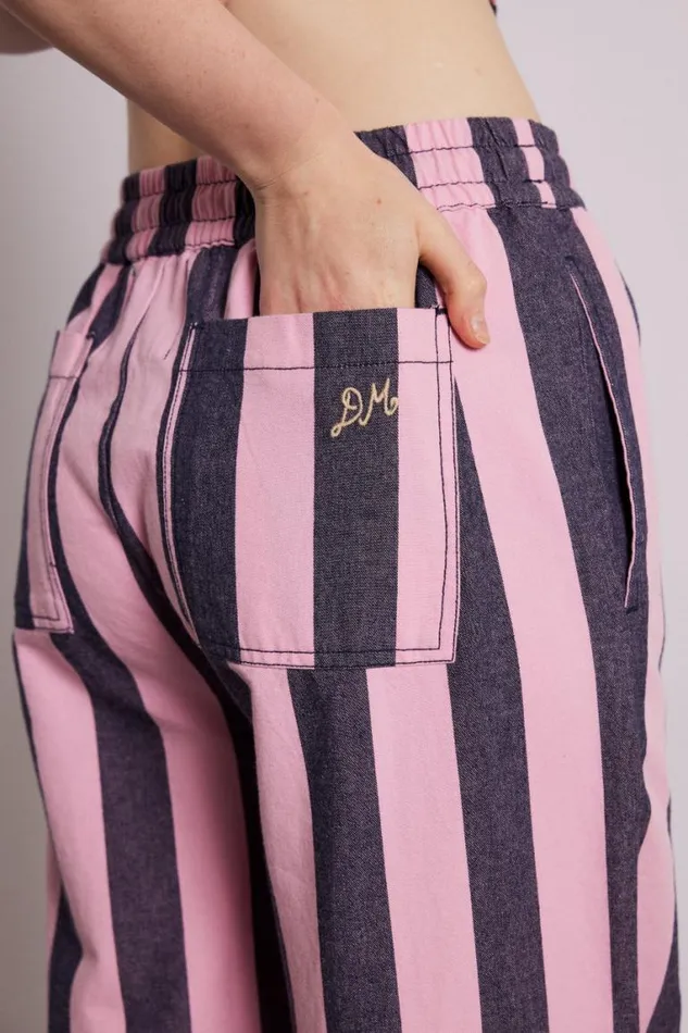 Women Damson Madder Coords Rafe Pants 8211 Pink Navy Stripe