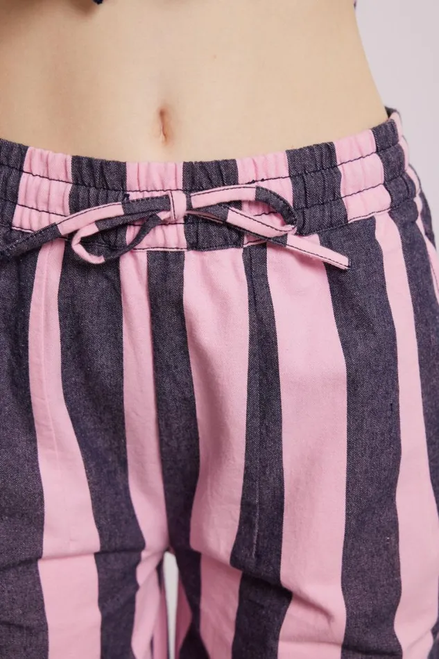 Women Damson Madder Coords Rafe Pants 8211 Pink Navy Stripe