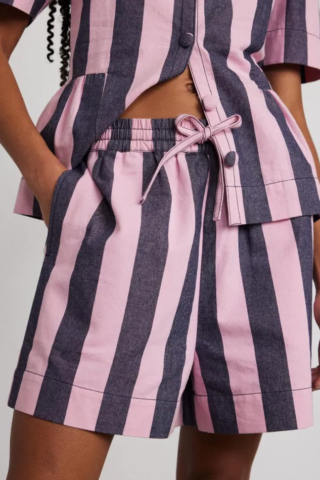 Women Damson Madder Coords Rafe Shorts 8211 Blue Pink Stripe