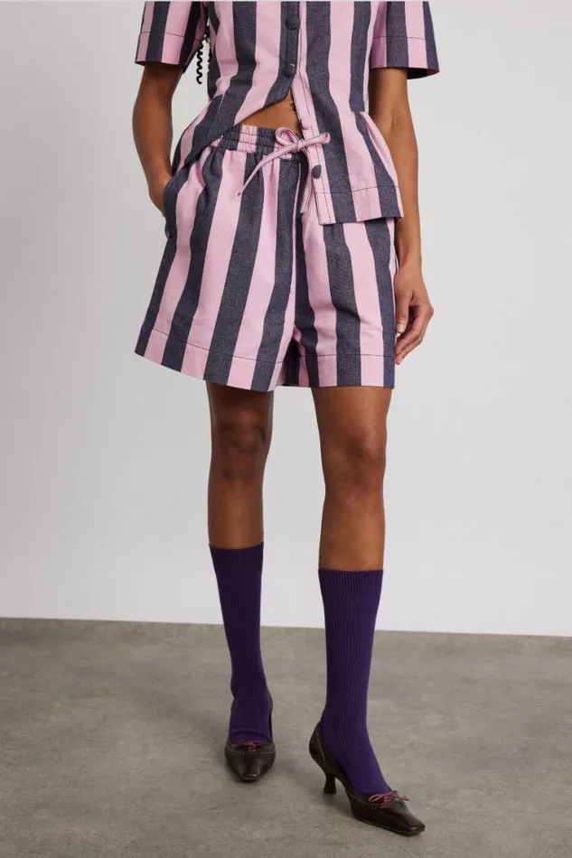 Women Damson Madder Coords Rafe Shorts 8211 Blue Pink Stripe