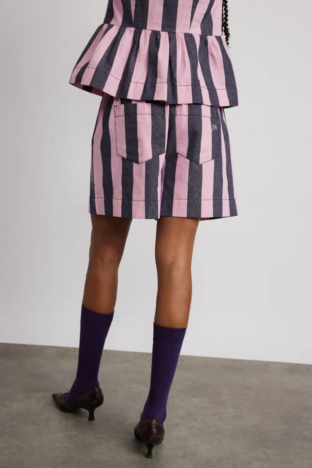 Women Damson Madder Coords Rafe Shorts 8211 Blue Pink Stripe
