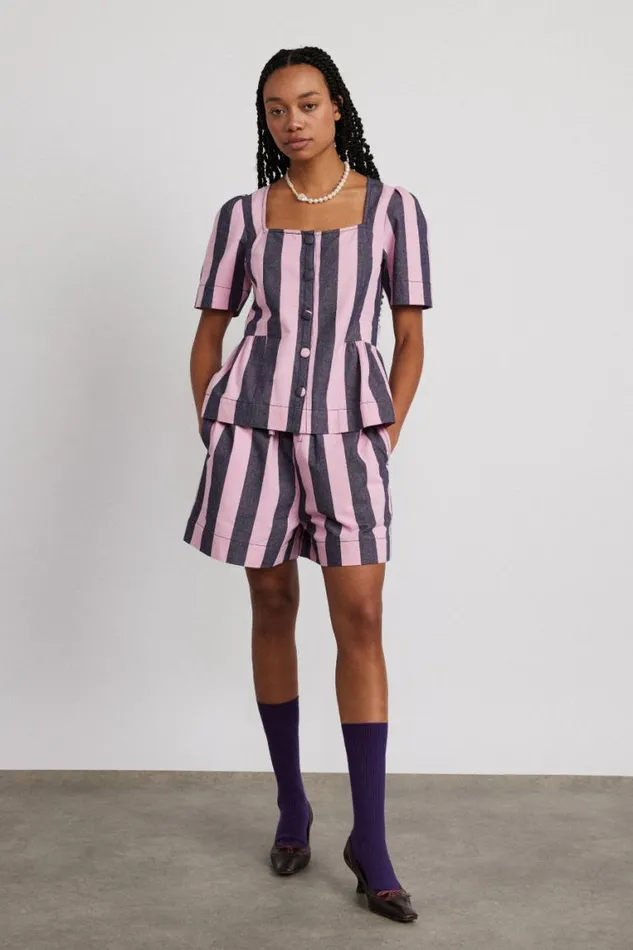 Women Damson Madder Coords Rafe Shorts 8211 Blue Pink Stripe