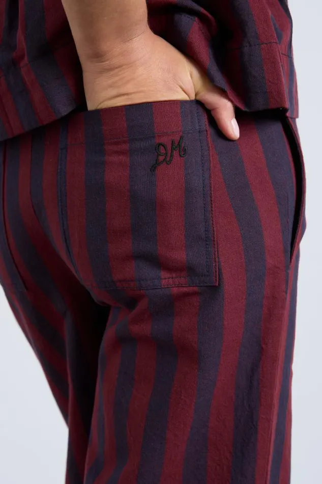 Women Damson Madder Coords Rafe Trousers Navy And Burgundy Stripe