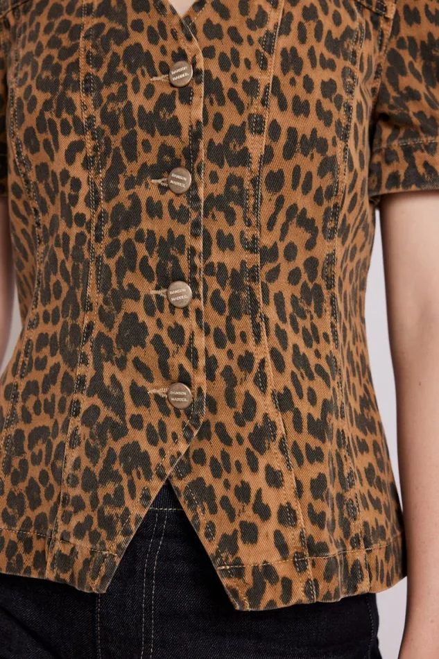 Women Damson Madder Coords Shell Denim Top 8211 Leopard