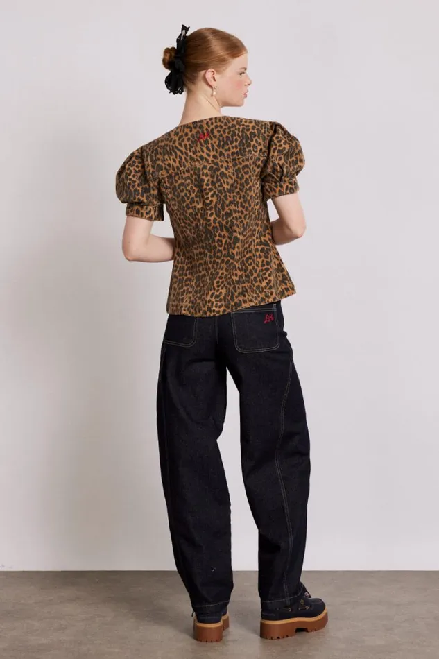 Women Damson Madder Coords Shell Denim Top 8211 Leopard