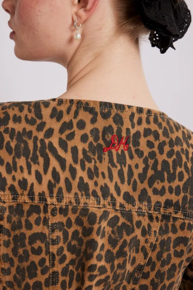 Women Damson Madder Coords Shell Denim Top 8211 Leopard