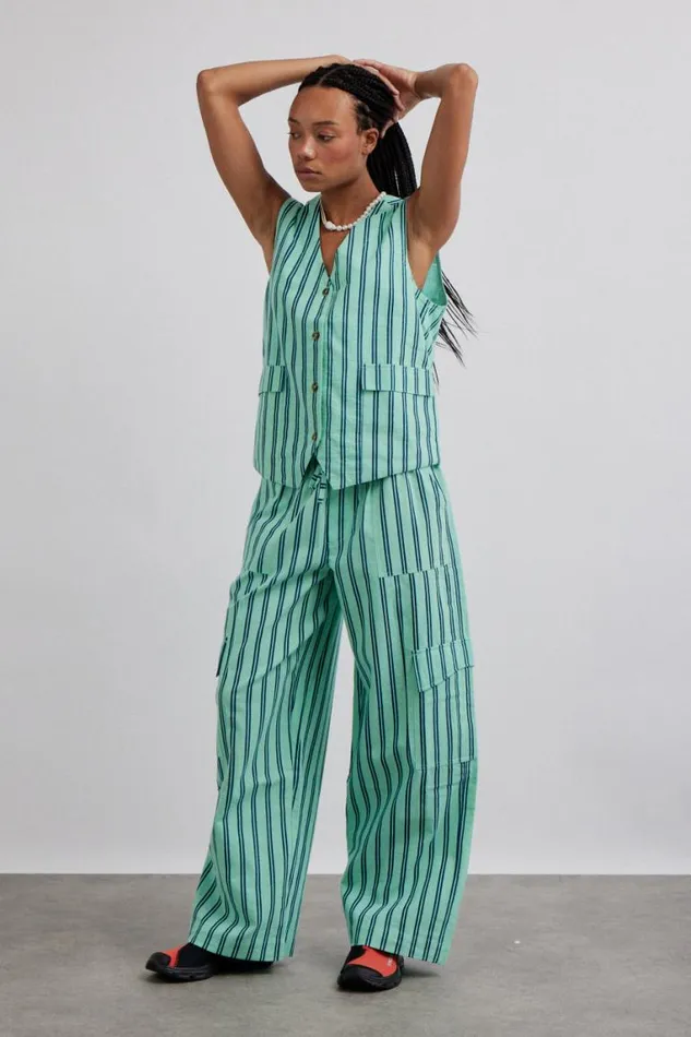 Women Damson Madder Coords Sydney Coastal Cargo Pants 8211 Mint Stripe