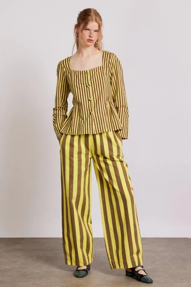 Women Damson Madder Denim Rafe Pants 8211 Yellow Choc Stripe