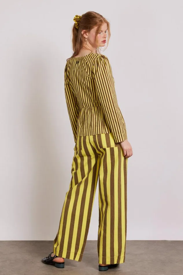 Women Damson Madder Denim Rafe Pants 8211 Yellow Choc Stripe