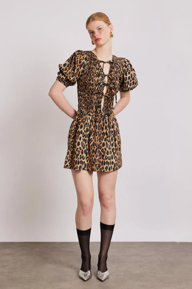 Women Damson Madder Dresses Bluebelle Shirred Mini Dress 8211 Leopard