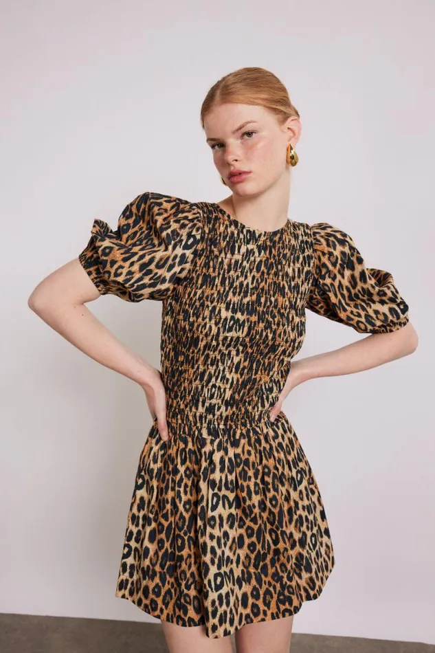 Women Damson Madder Dresses Bluebelle Shirred Mini Dress 8211 Leopard