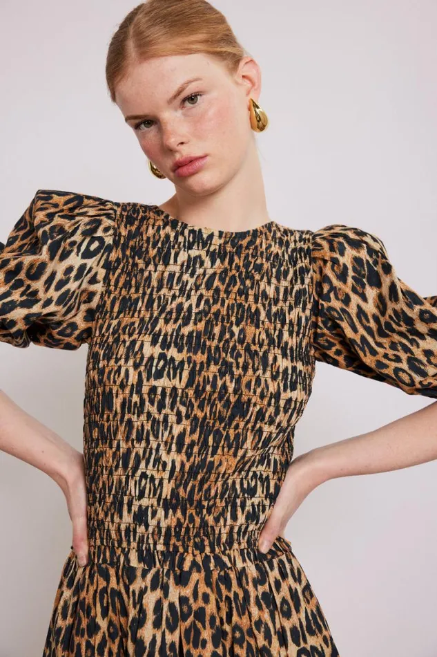 Women Damson Madder Dresses Bluebelle Shirred Mini Dress 8211 Leopard