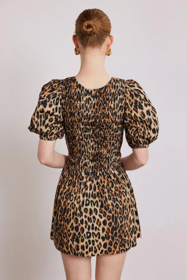Women Damson Madder Dresses Bluebelle Shirred Mini Dress 8211 Leopard