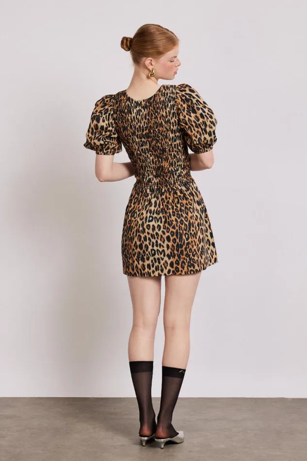 Women Damson Madder Dresses Bluebelle Shirred Mini Dress 8211 Leopard