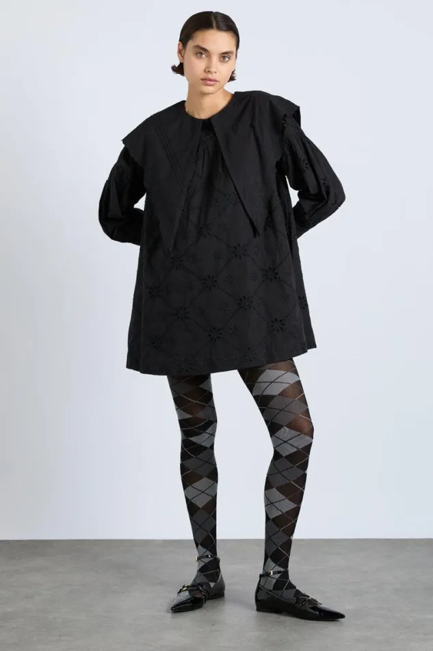 Women Damson Madder Dresses Clementine Embroidered Collared Mini Dress 8211 Black
