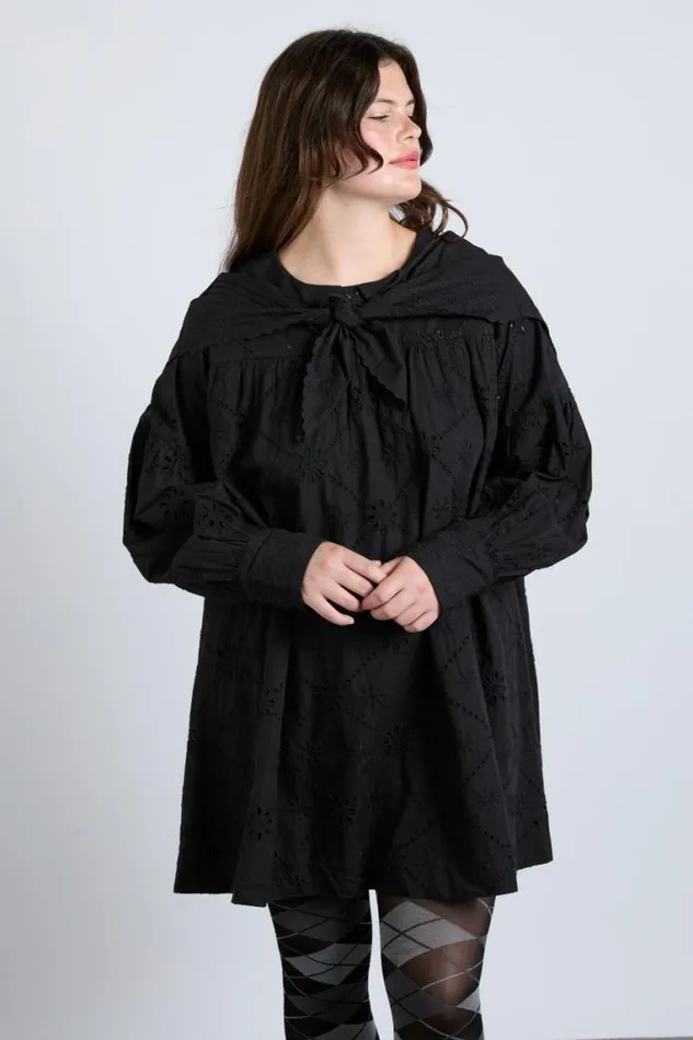 Women Damson Madder Dresses Clementine Embroidered Collared Mini Dress 8211 Black