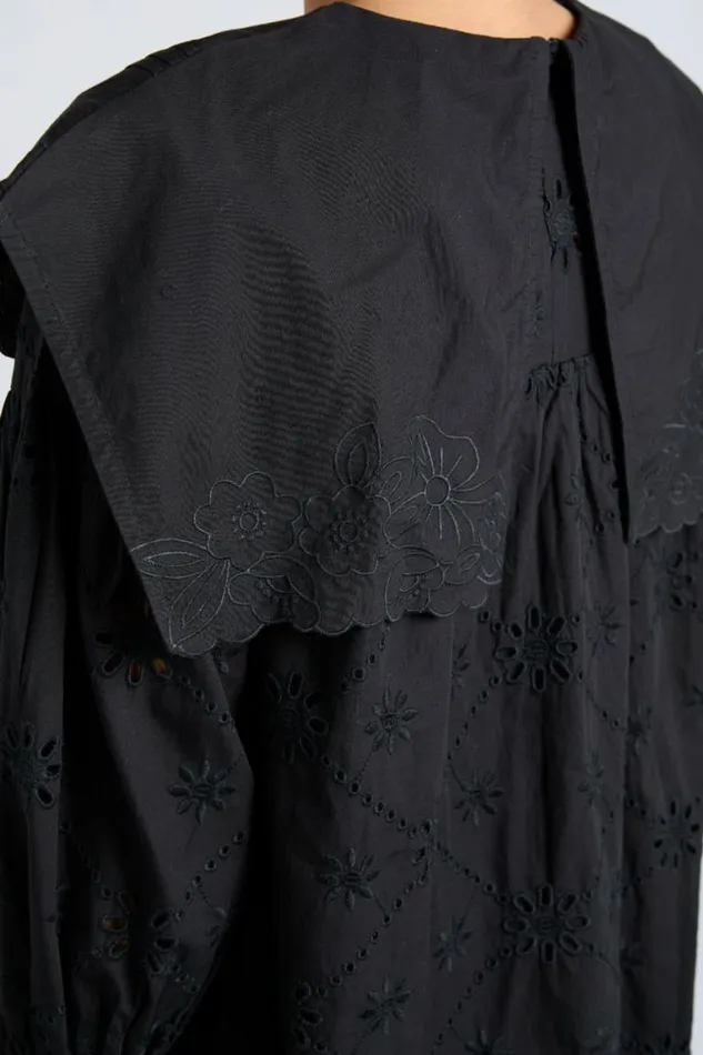 Women Damson Madder Dresses Clementine Embroidered Collared Mini Dress 8211 Black