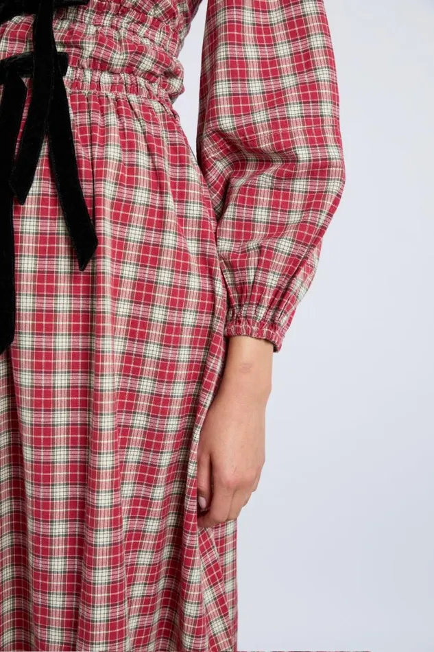 Women Damson Madder Dresses Dakota Bow Midi Dress 8211 Tartan