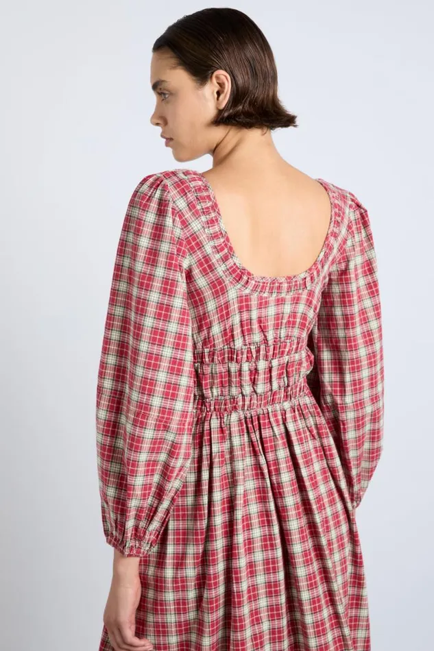 Women Damson Madder Dresses Dakota Bow Midi Dress 8211 Tartan