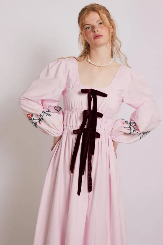 Women Damson Madder Dresses Dakota Dress 8211 Pink Embroidery