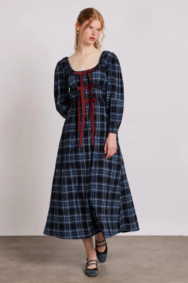 Women Damson Madder Dresses Dakota Midi Dress 8211 Blue Check
