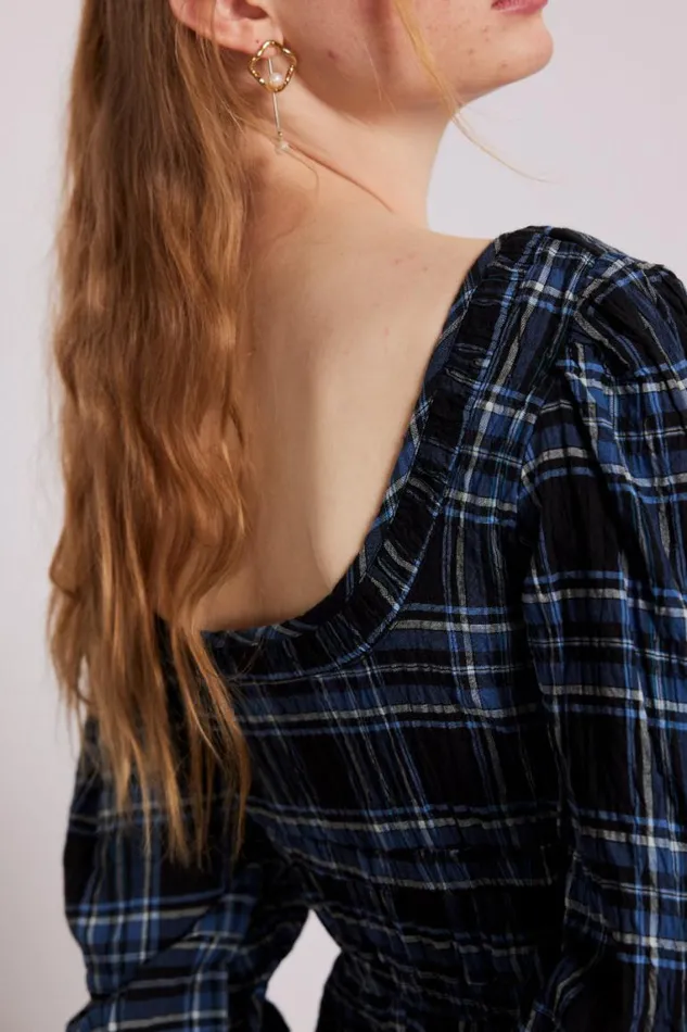 Women Damson Madder Dresses Dakota Midi Dress 8211 Blue Check
