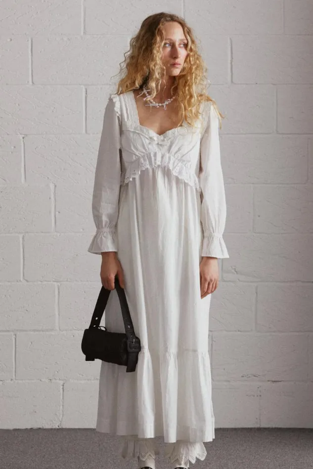 Women Damson Madder Dresses Edith Vintage Midi 8211 White