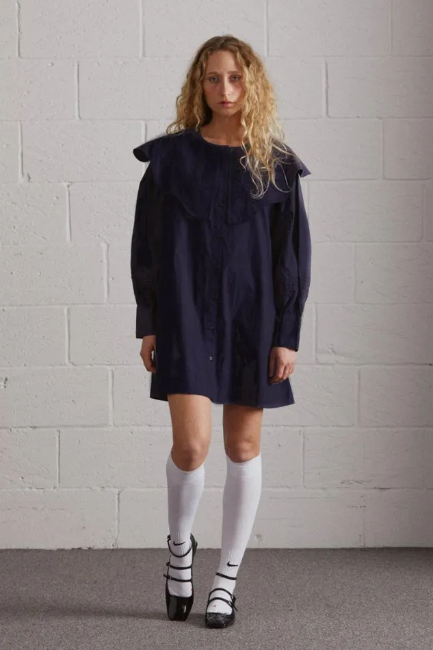 Women Damson Madder Dresses Mimi Mini Dress 8211 Navy Broderie