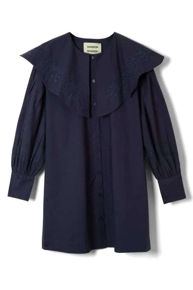 Women Damson Madder Dresses Mimi Mini Dress 8211 Navy Broderie