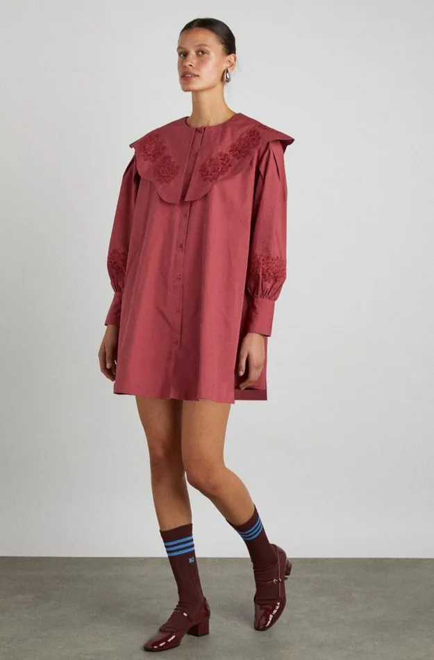 Women Damson Madder Dresses Mimi Mini Dress 8211 Plum Broderie