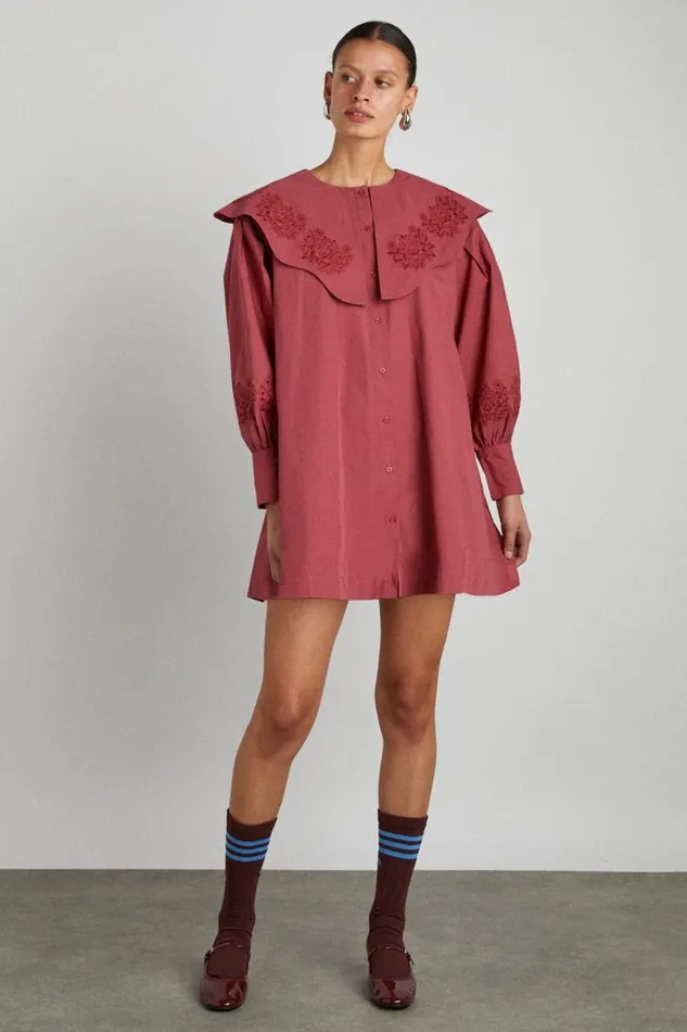 Women Damson Madder Dresses Mimi Mini Dress 8211 Plum Broderie