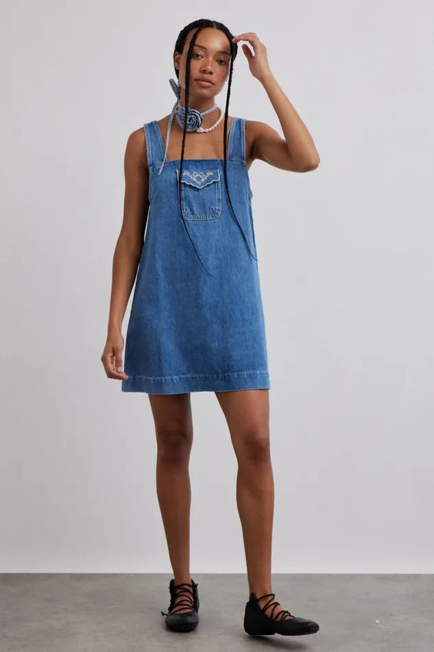 Women Damson Madder Dresses Nancy Mini Dress 8211 Organic Denim