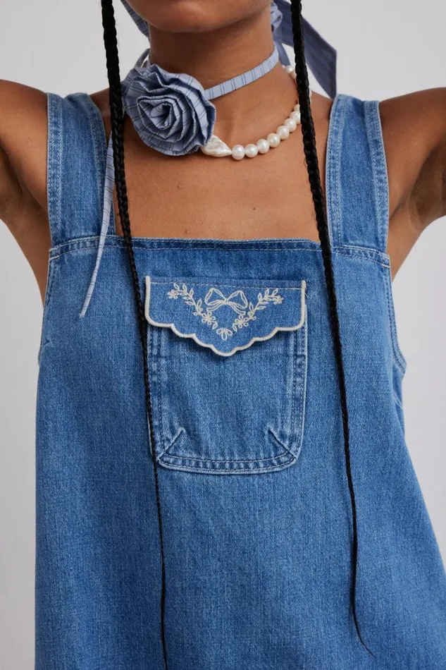 Women Damson Madder Dresses Nancy Mini Dress 8211 Organic Denim