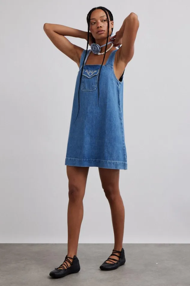 Women Damson Madder Dresses Nancy Mini Dress 8211 Organic Denim