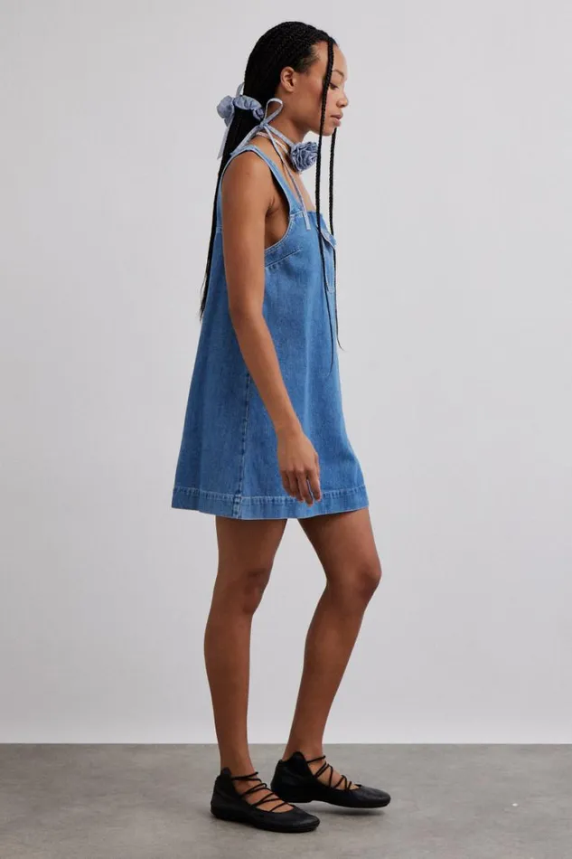 Women Damson Madder Dresses Nancy Mini Dress 8211 Organic Denim