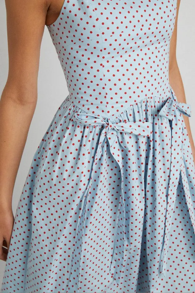 Women Damson Madder Dresses Penelope Midi 8211 Blue and Red Spot