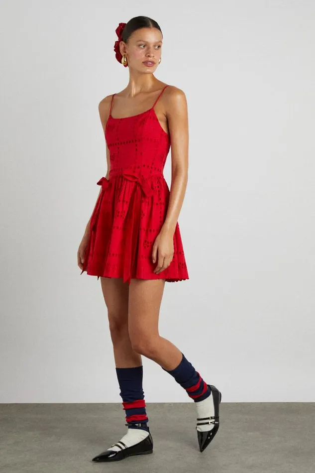 Women Damson Madder Dresses Penelope Mini 8211 Red Broderie