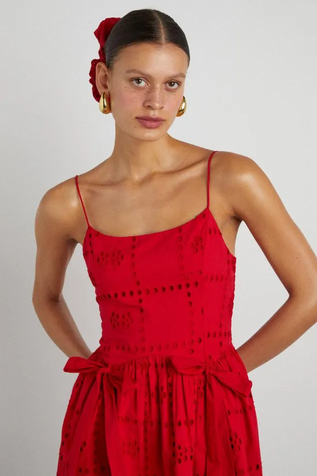 Women Damson Madder Dresses Penelope Mini 8211 Red Broderie