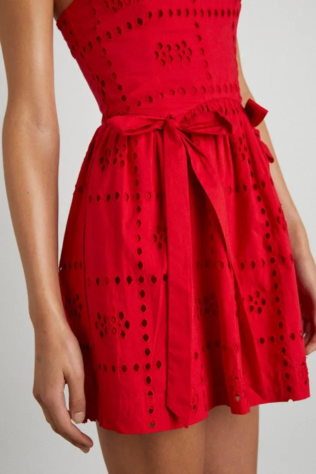 Women Damson Madder Dresses Penelope Mini 8211 Red Broderie
