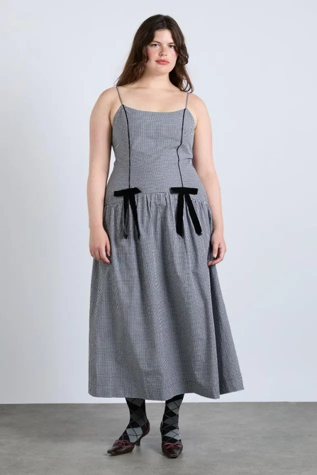Women Damson Madder Dresses Persephone Midi Dress 8211 Black Gingham
