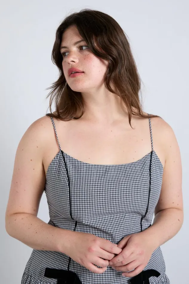 Women Damson Madder Dresses Persephone Midi Dress 8211 Black Gingham