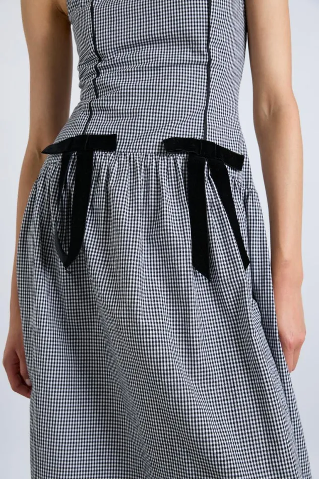 Women Damson Madder Dresses Persephone Midi Dress 8211 Black Gingham