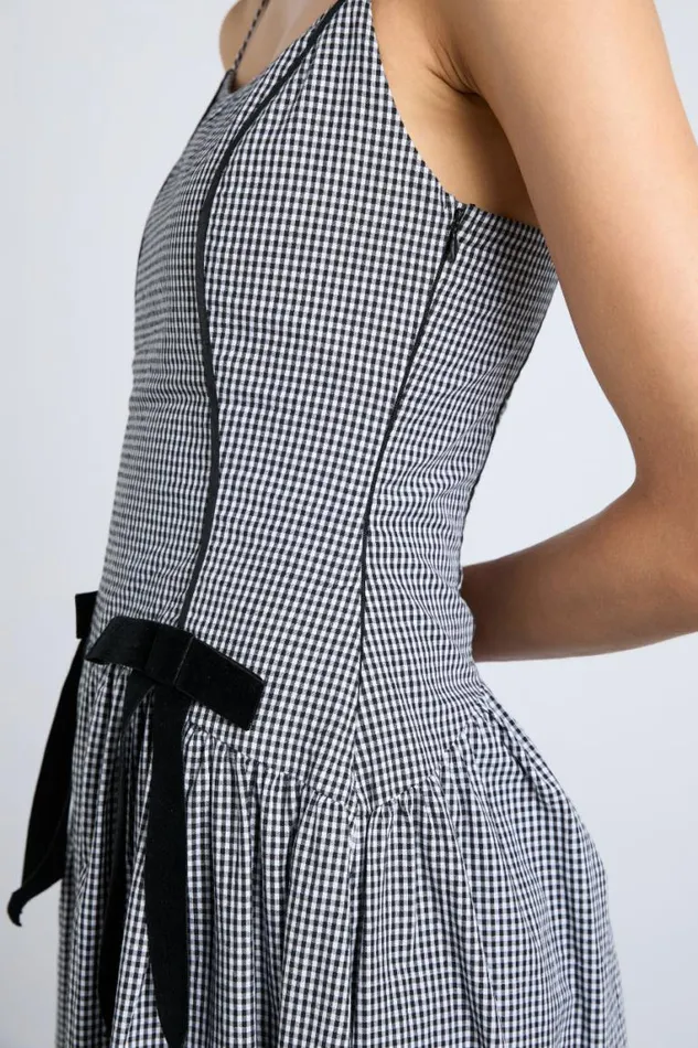 Women Damson Madder Dresses Persephone Midi Dress 8211 Black Gingham